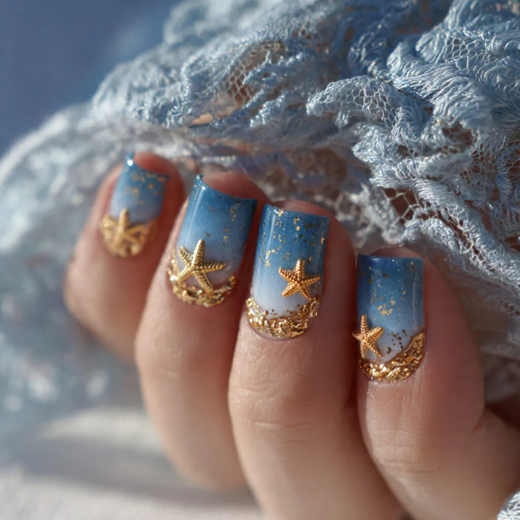 17 Starfish Summer Nails That Will Make Your Beach Vibes Unstoppable This Season 2 classic base tiny starfish accents nails