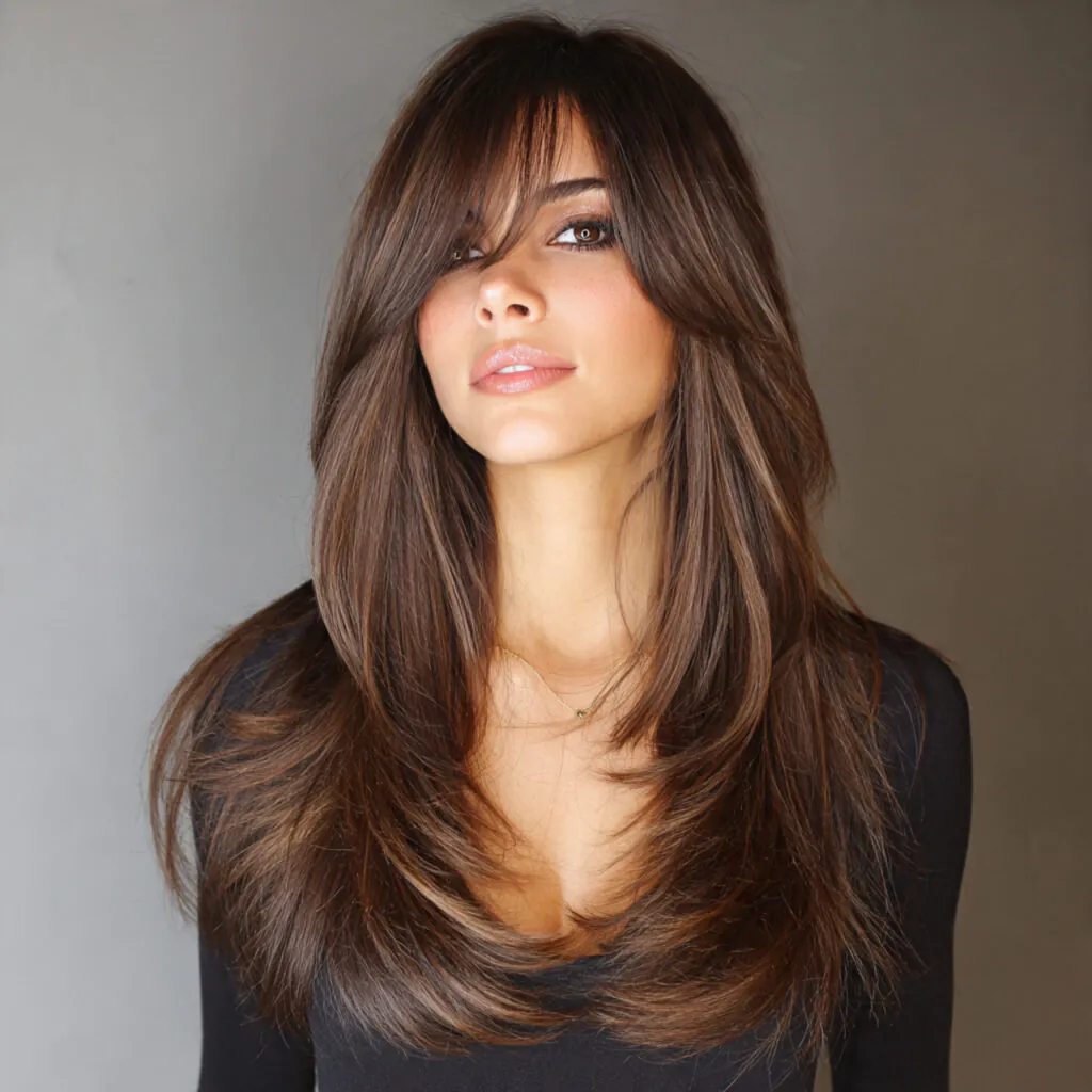 15 Side Bangs Hairstyles That Instantly Make You Look Cooler (Like… Effortlessly Chic Cool) 7 long straight hair with feathered side bangs