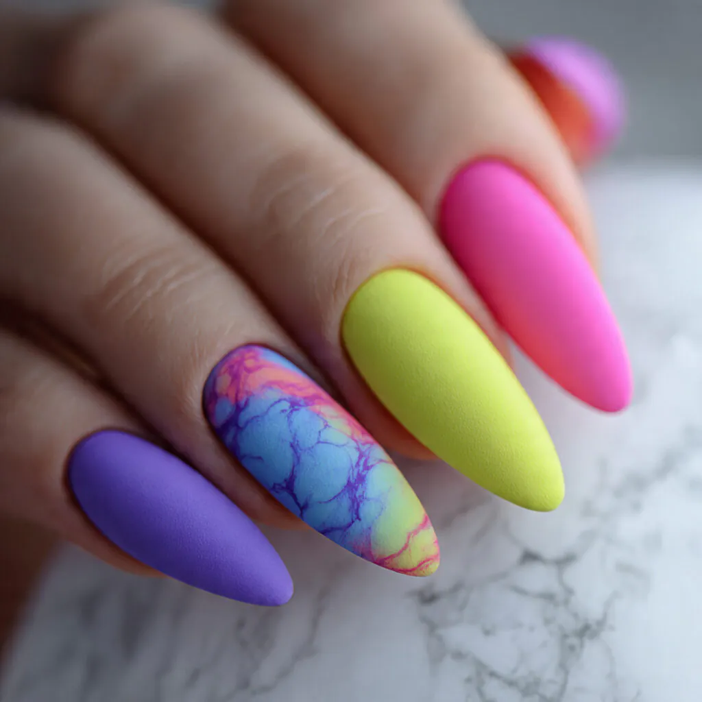 18 Long Summer Nails That Will Have You Booking a Salon Appointment ASAP 17 matte bright long nails