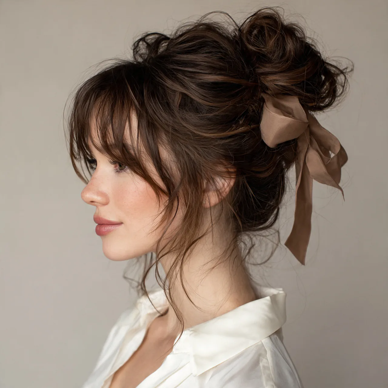 16 Flower Girl Hairstyle Ideas That Are Straight-Up Adorable (and Actually Easy to Do) 5 Messy Bun with Ribbon