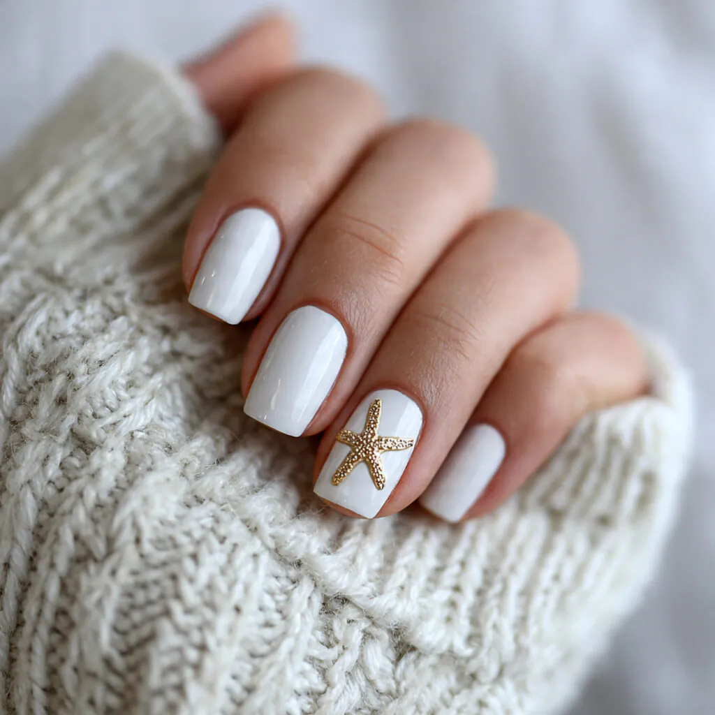 17 Starfish Summer Nails That Will Make Your Beach Vibes Unstoppable This Season 9 minimal white nails single starfish nails