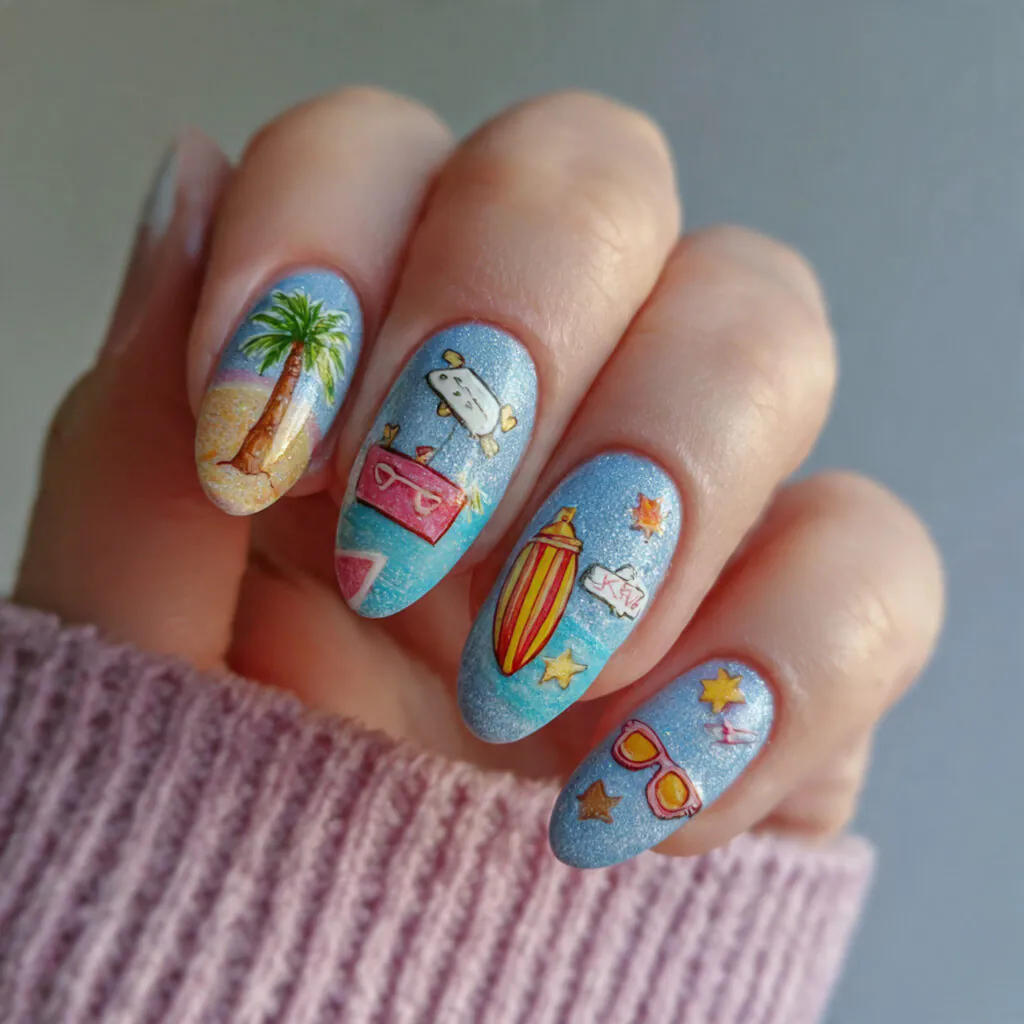 17 Starfish Summer Nails That Will Make Your Beach Vibes Unstoppable This Season 14 mixed beach icons nails