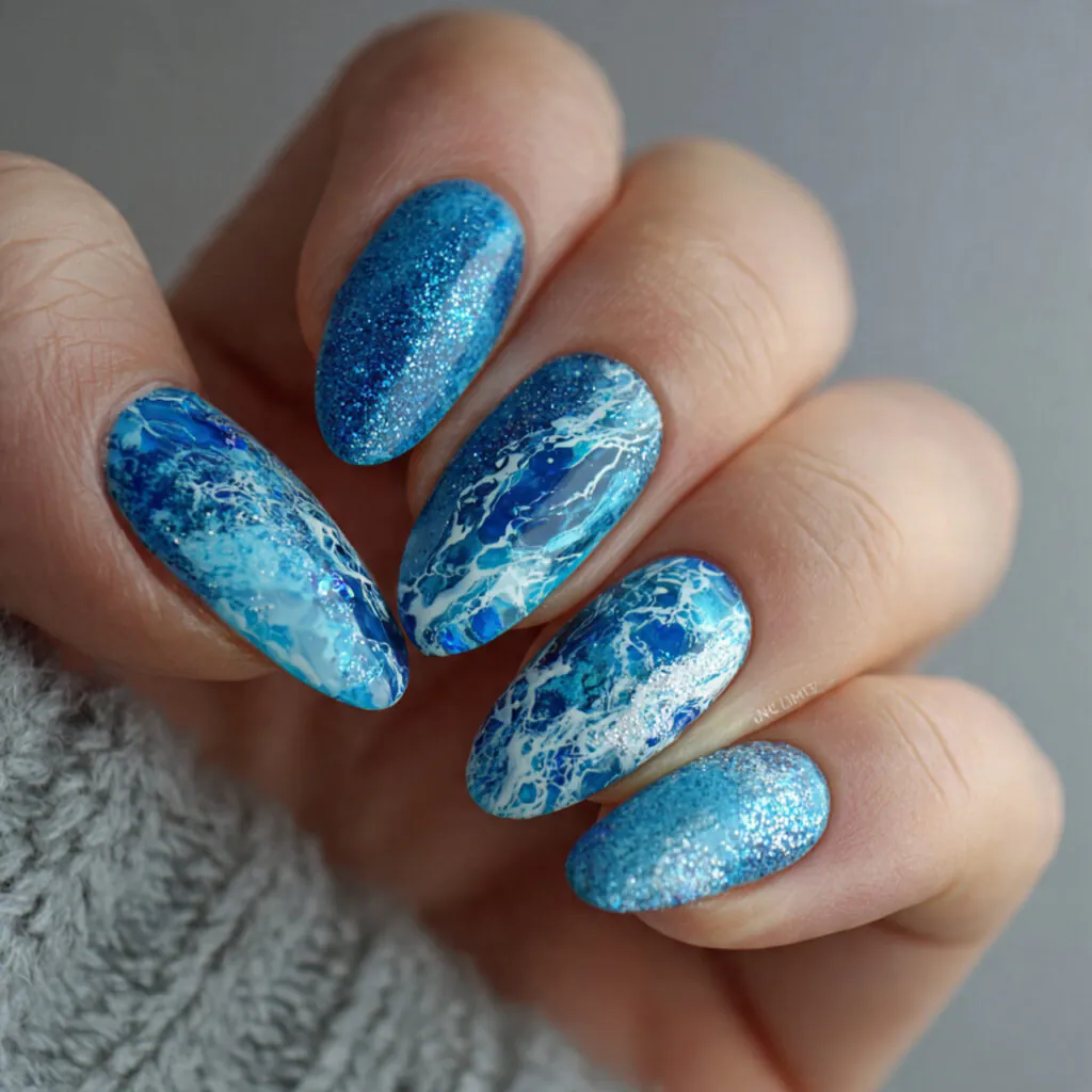 13 Simple Summer Nails That’ll Make You Feel Instantly Put-Together (Even If You’re in Flip-Flops) 11 ocean blue nails