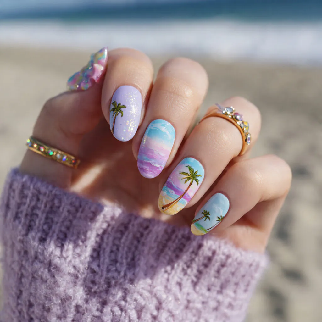 17 Starfish Summer Nails That Will Make Your Beach Vibes Unstoppable This Season 6 pastel beach mix nails
