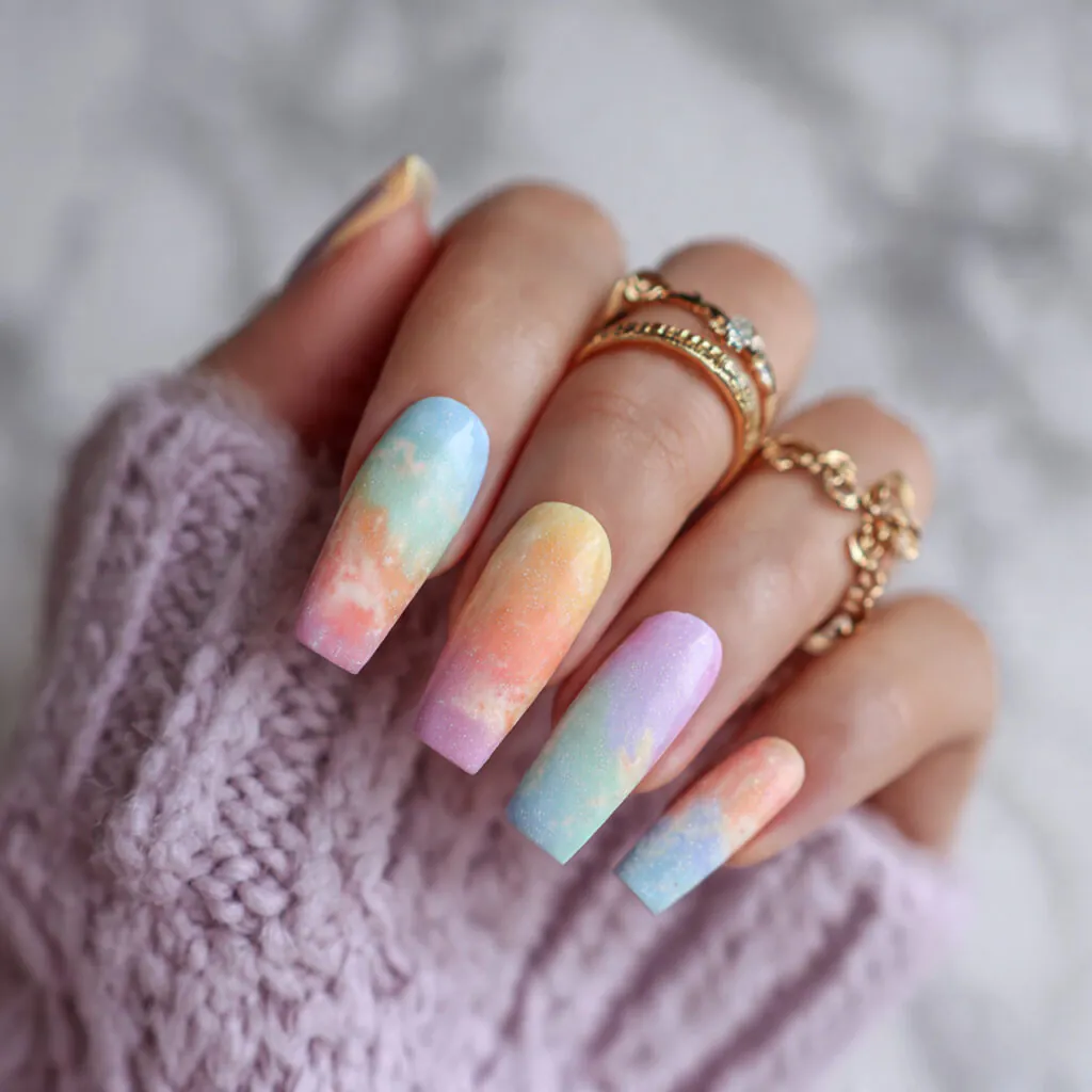 14 Summer Almond Nails That Are So Cute You’ll Want a New Set Every Week 4 pastel ombre dreams nails