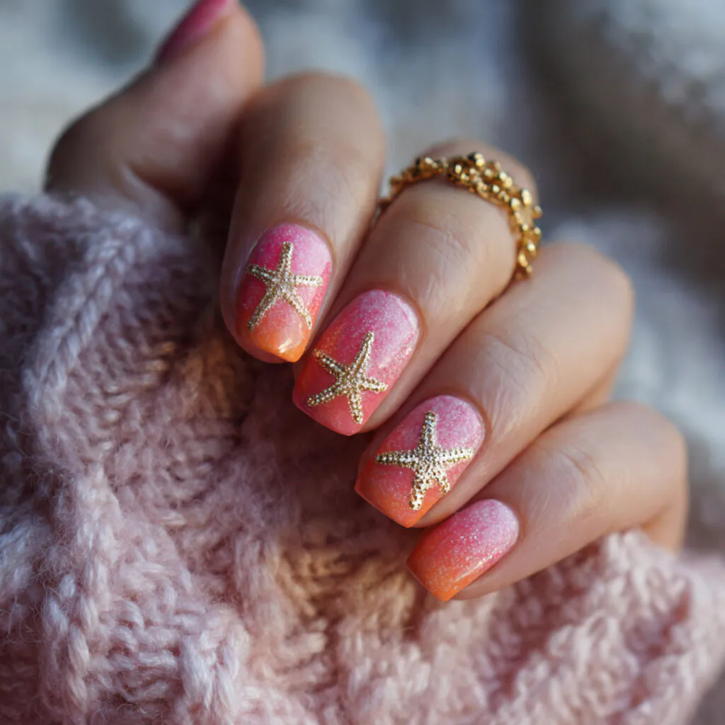 17 Starfish Summer Nails That Will Make Your Beach Vibes Unstoppable This Season 11 pink sunset starfish nails