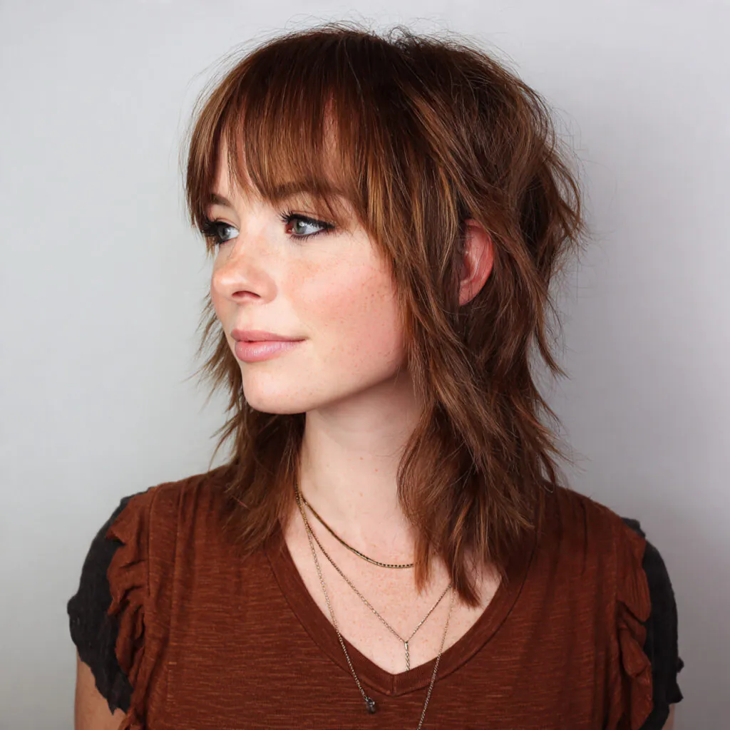 15 Side Bangs Hairstyles That Instantly Make You Look Cooler (Like… Effortlessly Chic Cool) 10 shag cut with textured side bangs