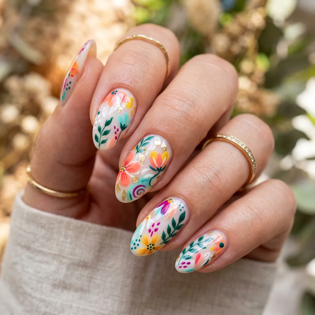 18 Flower Summer Nail Ideas That’ll Make Your Hands the Main Character This Season 19 Abstract Floral Nails