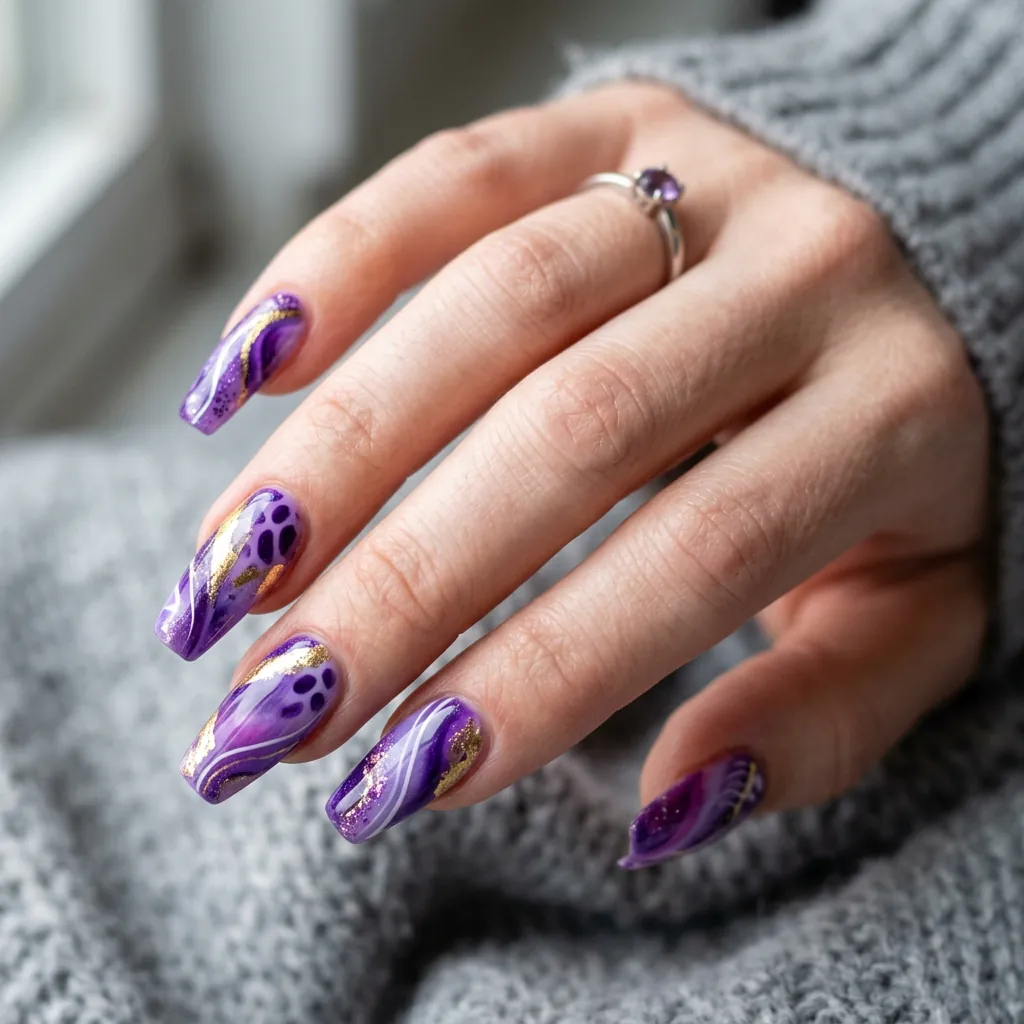 16 Purple Summer Nails Ideas That Are Giving Main Character Energy All Season 15 Abstract Purple Art Nails