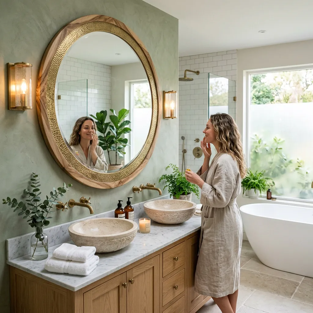 16 Spa Bathroom Ideas That’ll Make Your Home Feel Like a 5-Star Retreat 15 Add a Statement Mirror