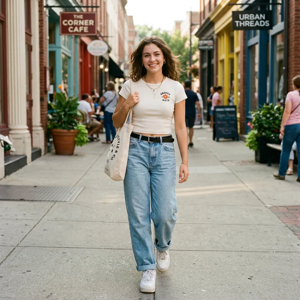 15 Cute Outfit Ideas That Make You Look Effortlessly Stylish (Without Trying Too Hard) 3 Baggy Jeans Fitted Baby Tee