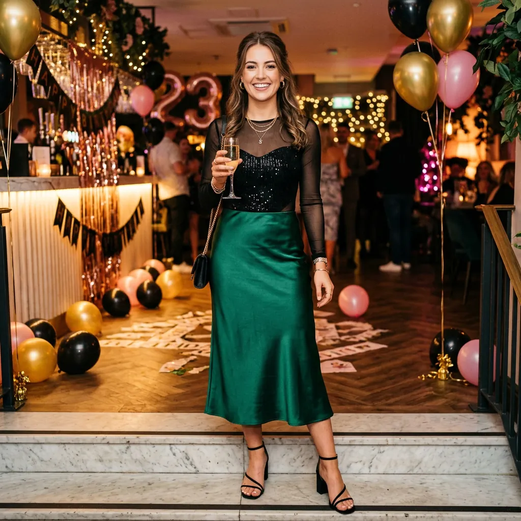 17 Birthday Outfit Ideas for Women That’ll Make You Feel Like That Girl All Day 11 Bodysuit Satin Midi Skirt 1