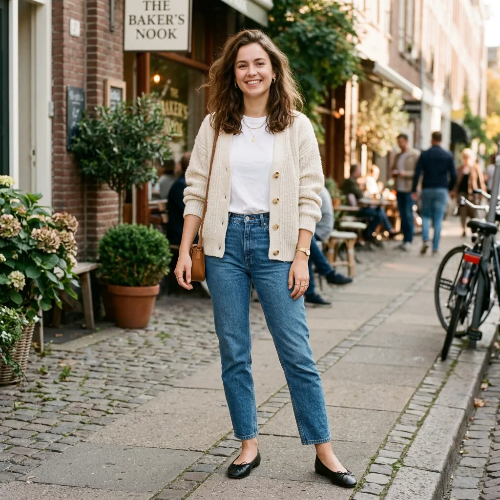 15 Cute Outfit Ideas That Make You Look Effortlessly Stylish (Without Trying Too Hard) 16 Cardigan Straight Leg Jeans Ballet Flats