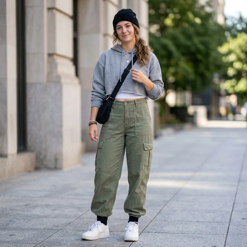 15 Cute Outfit Ideas That Make You Look Effortlessly Stylish (Without Trying Too Hard) 10 Cargo Pants Cropped Hoodie