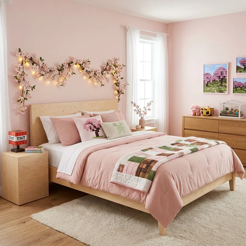 17 Minecraft Bedroom Ideas That Are Seriously Cooler Than Your Last Build 16 Cherry Blossom Bedroom
