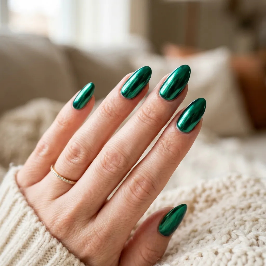 16 Green Summer Nails That Will Make You Cancel Your Nude Phase Immediately 6 Chrome Emerald Nails