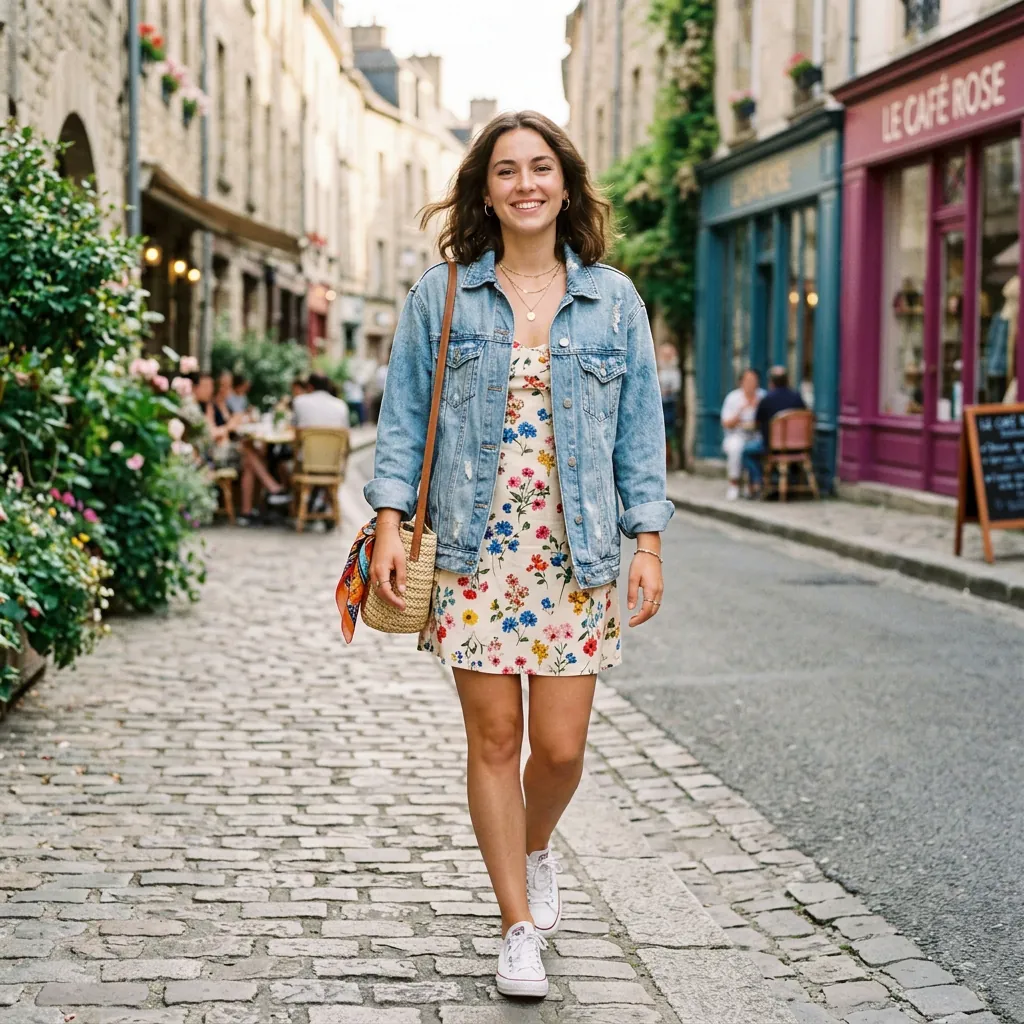 15 Cute Outfit Ideas That Make You Look Effortlessly Stylish (Without Trying Too Hard) 6 Denim Jacket Floral Dress