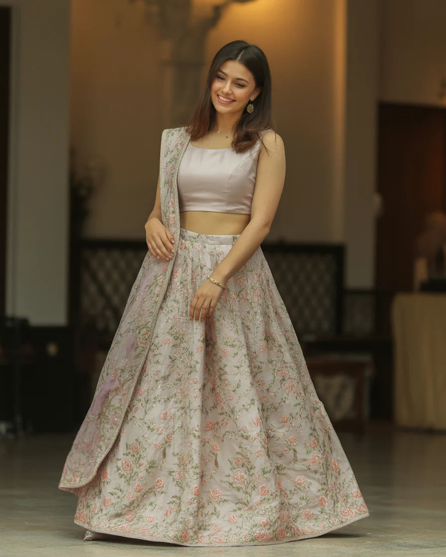 16 Eid Outfit Ideas That’ll Have Everyone Asking “Okay… Where Did You Get That?” 8 Floral Lehenga With Simple Blouse