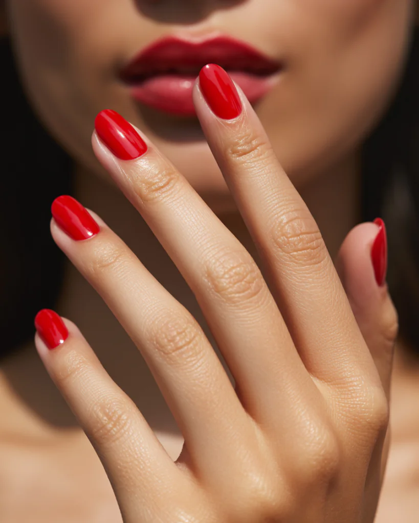 15 Summer Nails Bright Colors That Are Basically Sunshine for Your Hands 11 Glossy Red Revival