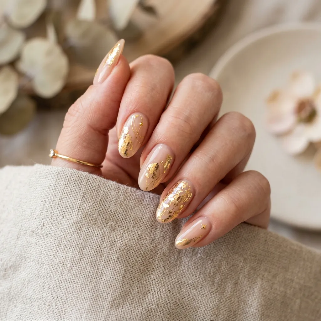17 Beach Summer Nails That Will Make Your Vacation Photos Instantly Hotter 14 Gold Foil Accents