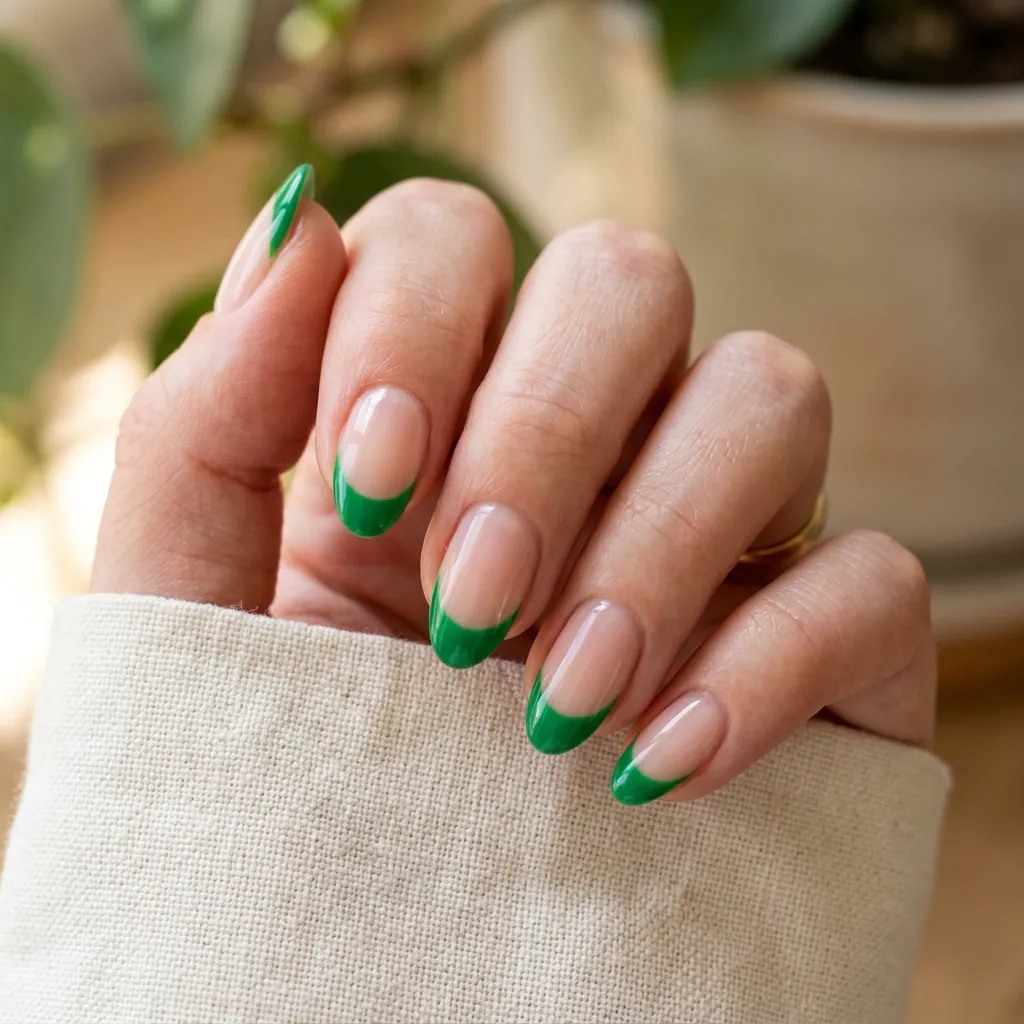 16 Green Summer Nails That Will Make You Cancel Your Nude Phase Immediately 5 Green French Tips