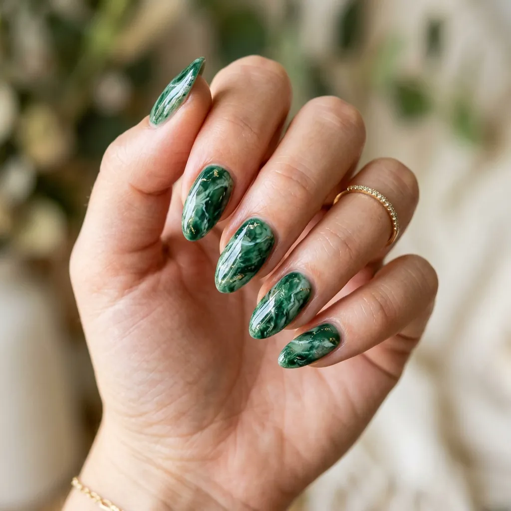 16 Green Summer Nails That Will Make You Cancel Your Nude Phase Immediately 13 Green Marble Nails