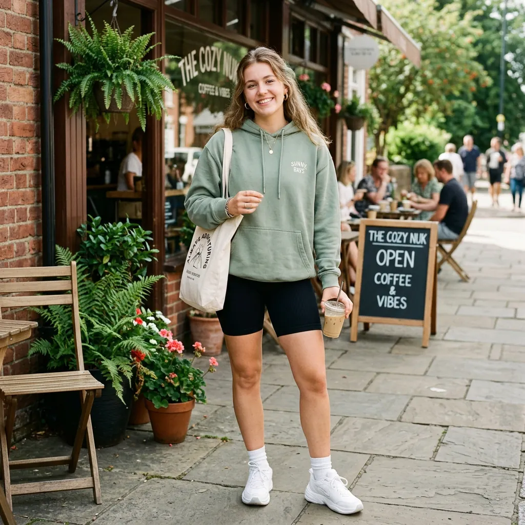 15 Cute Outfit Ideas That Make You Look Effortlessly Stylish (Without Trying Too Hard) 14 Hoodie Biker Shorts