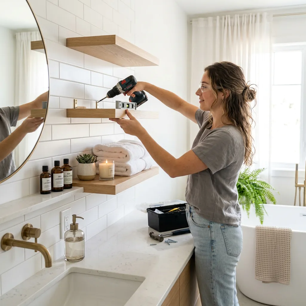 16 Spa Bathroom Ideas That’ll Make Your Home Feel Like a 5-Star Retreat 9 Install Floating Shelves for a Clean Look