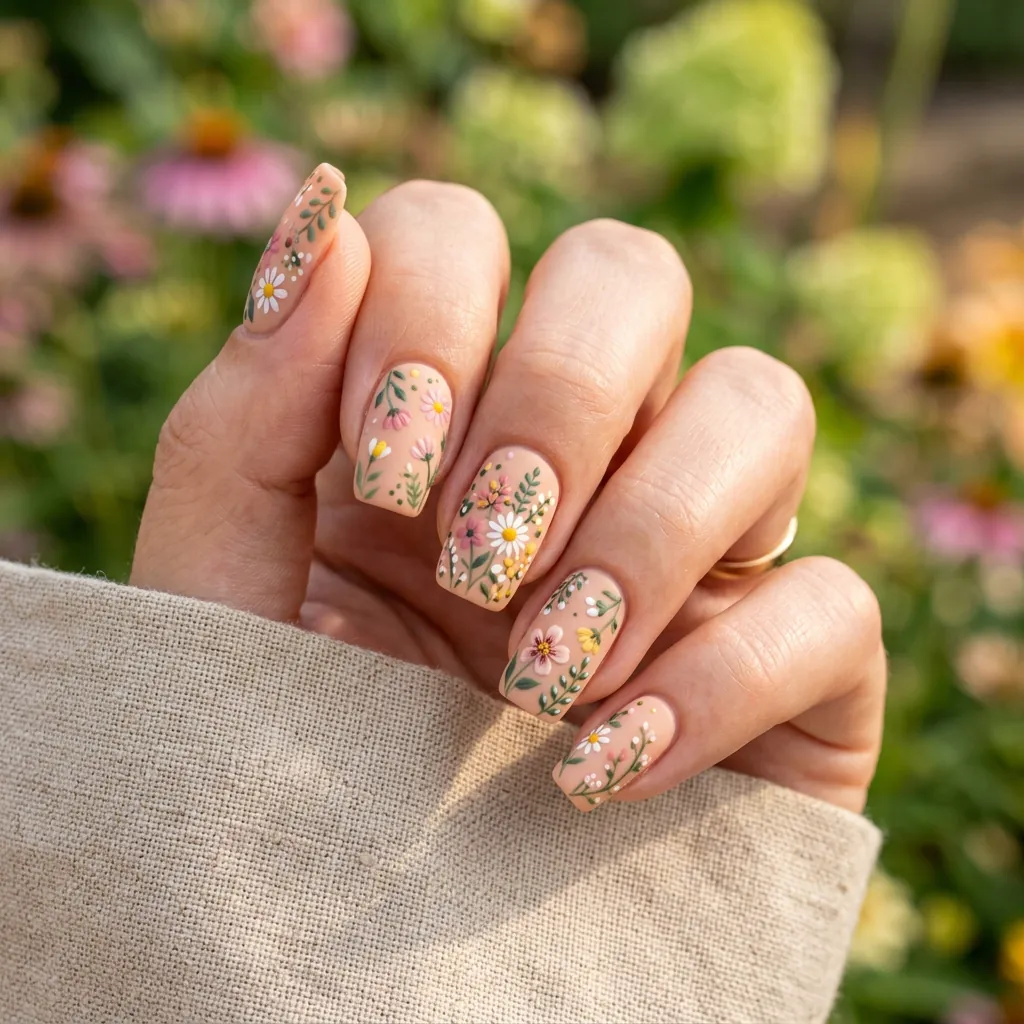 18 Flower Summer Nail Ideas That’ll Make Your Hands the Main Character This Season 14 Matte Floral Nails