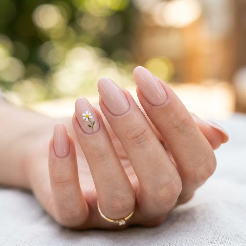 18 Flower Summer Nail Ideas That’ll Make Your Hands the Main Character This Season 6 Minimalist Single Flower Accent