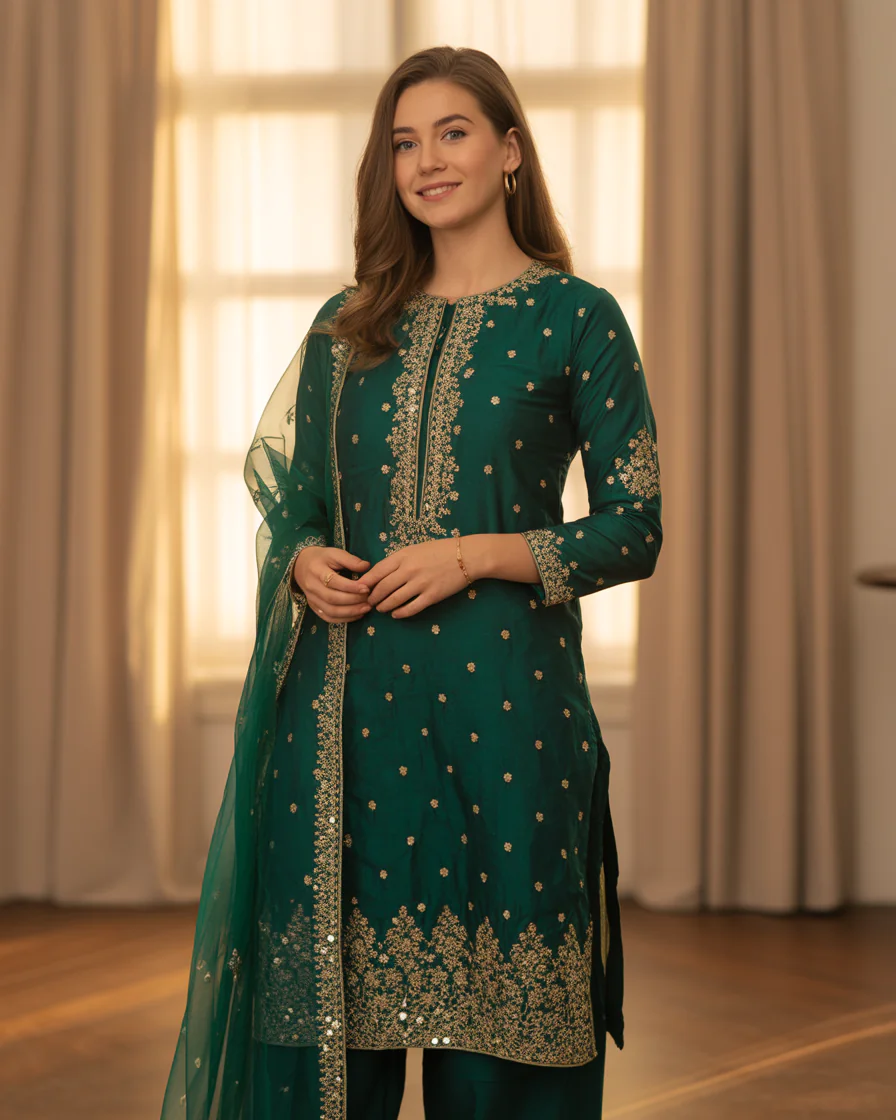 16 Eid Outfit Ideas That’ll Have Everyone Asking “Okay… Where Did You Get That?” 11 Mirror Work Kurta Set