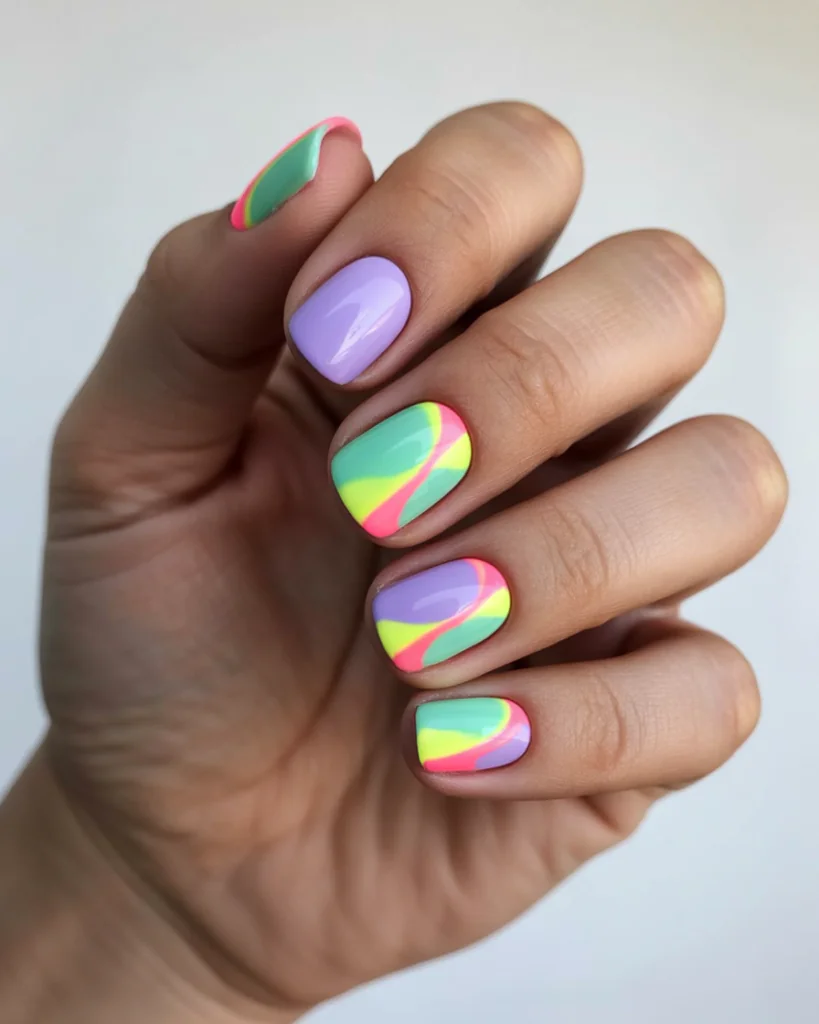 15 Summer Nails Bright Colors That Are Basically Sunshine for Your Hands 10 Pastel Meets Neon Combo