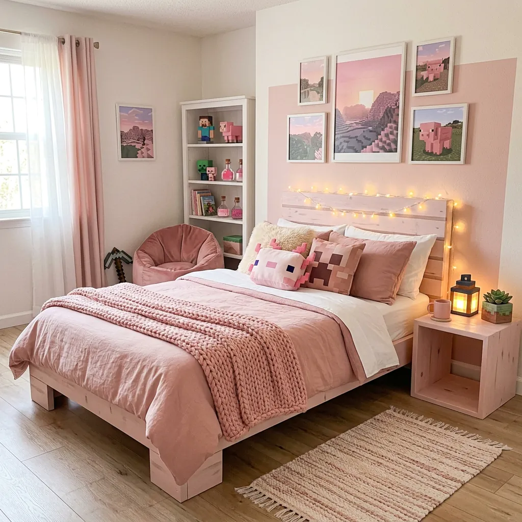 17 Minecraft Bedroom Ideas That Are Seriously Cooler Than Your Last Build 5 Pink Aesthetic Bedroom