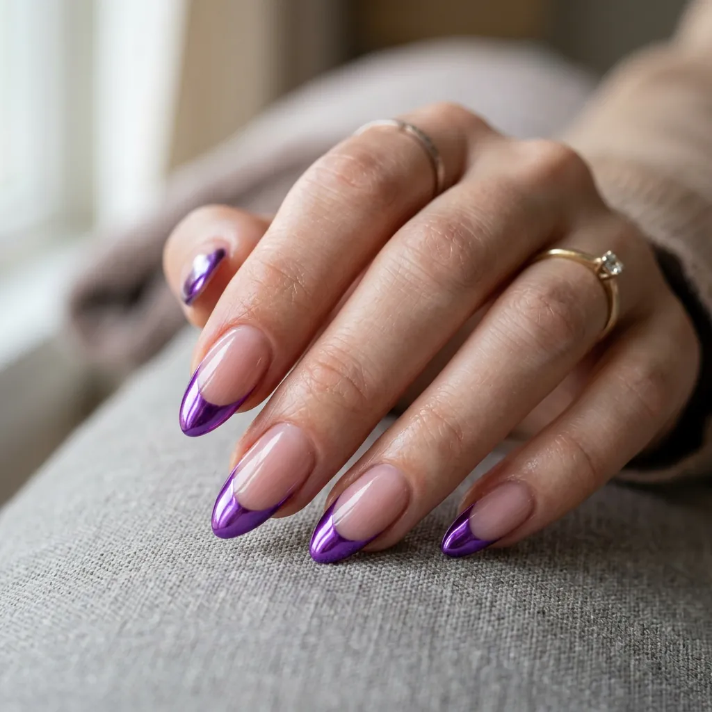 16 Purple Summer Nails Ideas That Are Giving Main Character Energy All Season 14 Purple Chrome French Tips
