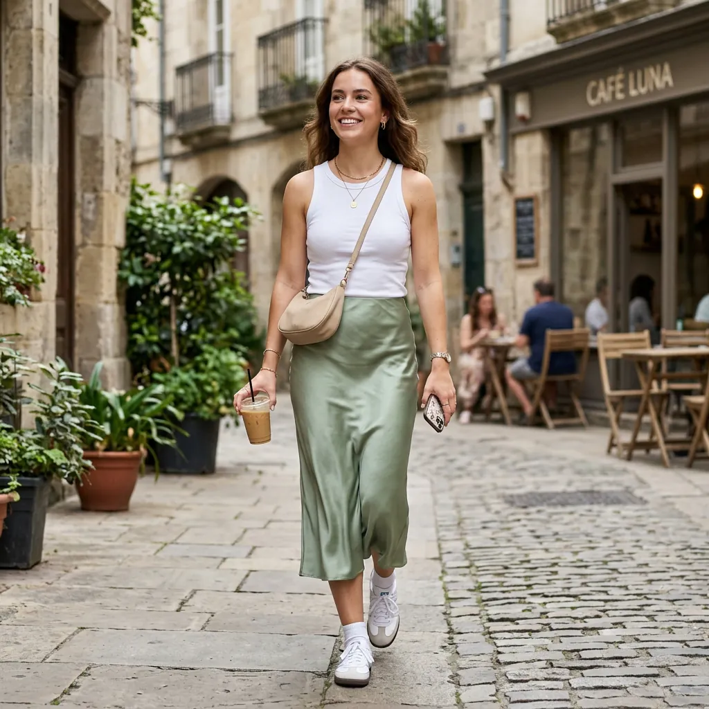 15 Cute Outfit Ideas That Make You Look Effortlessly Stylish (Without Trying Too Hard) 15 Satin Skirt Basic Tank