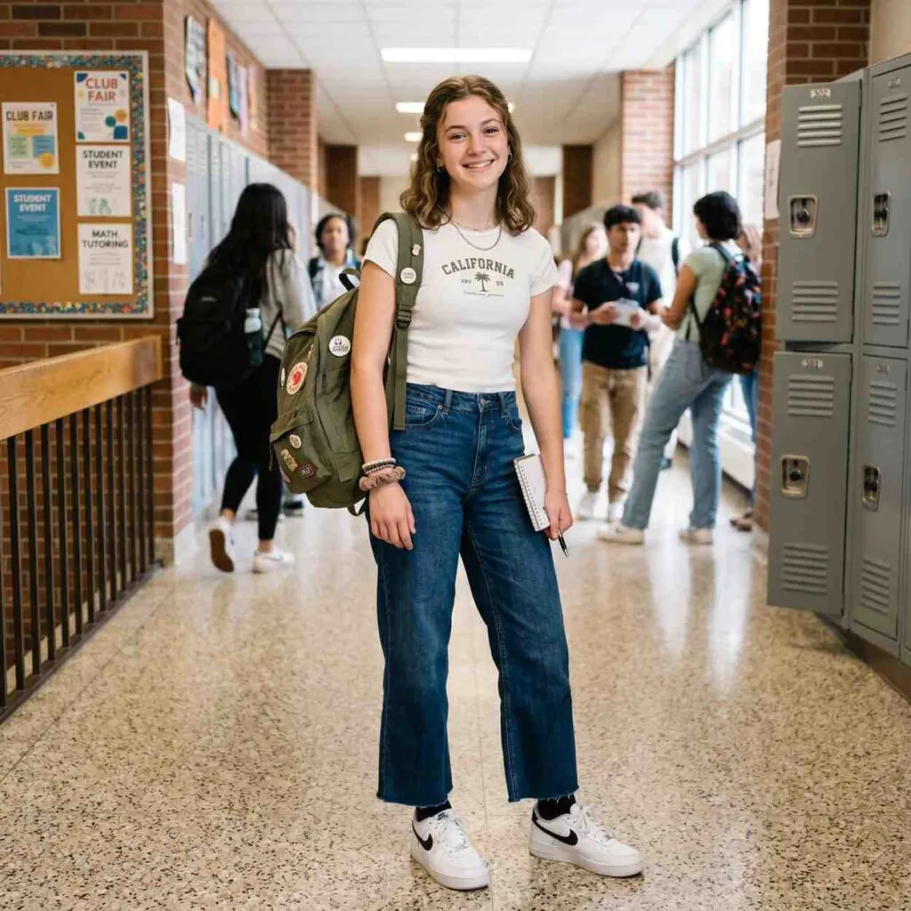 17 School Outfit Ideas So Good You’ll Actually Want to Wake Up Early for Class 3 Wide Leg Jeans Baby Tee