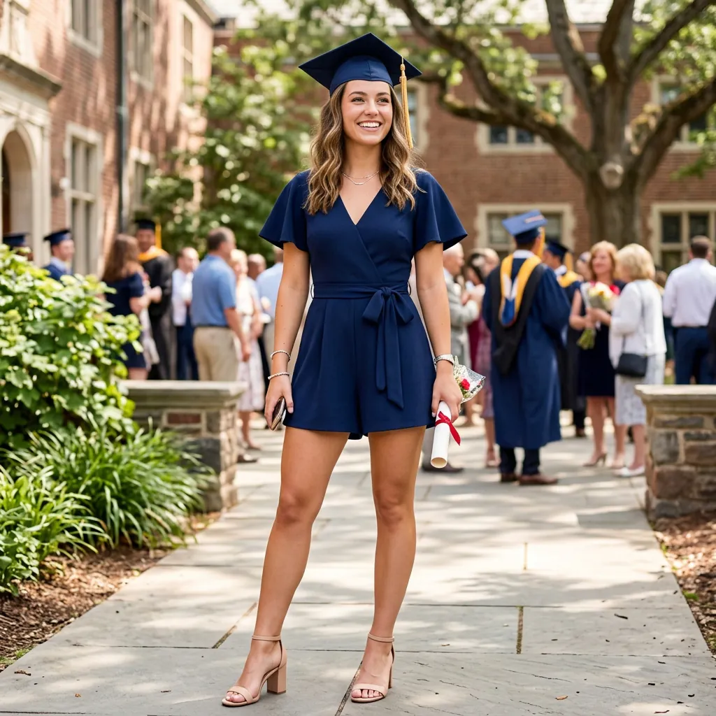 16 Graduation Outfit Ideas That’ll Have You Looking Expensive in Every Cap-and-Gown Photo 17 Chic Romper Heeled Sandals