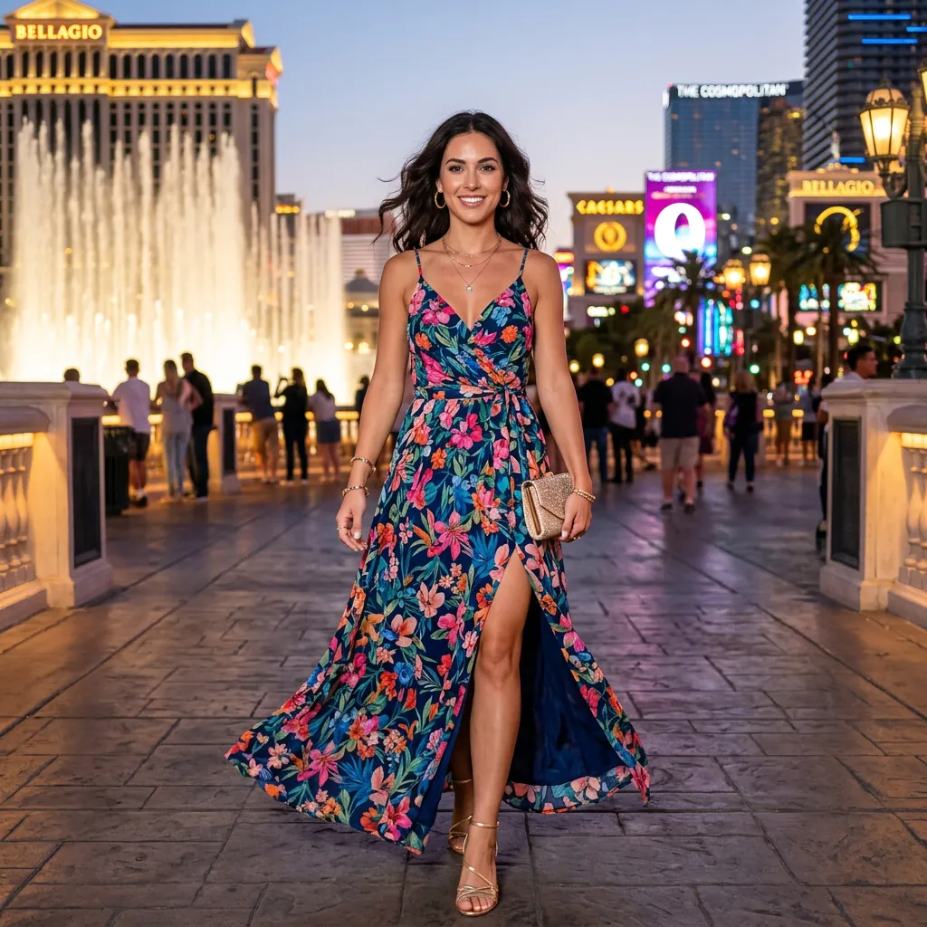 17 Vegas Outfit Ideas That Will Have You Looking Like the Main Character All Weekend 13 Floral Maxi Dress