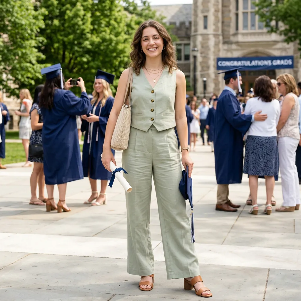 16 Graduation Outfit Ideas That’ll Have You Looking Expensive in Every Cap-and-Gown Photo 9 Linen Two Piece Set