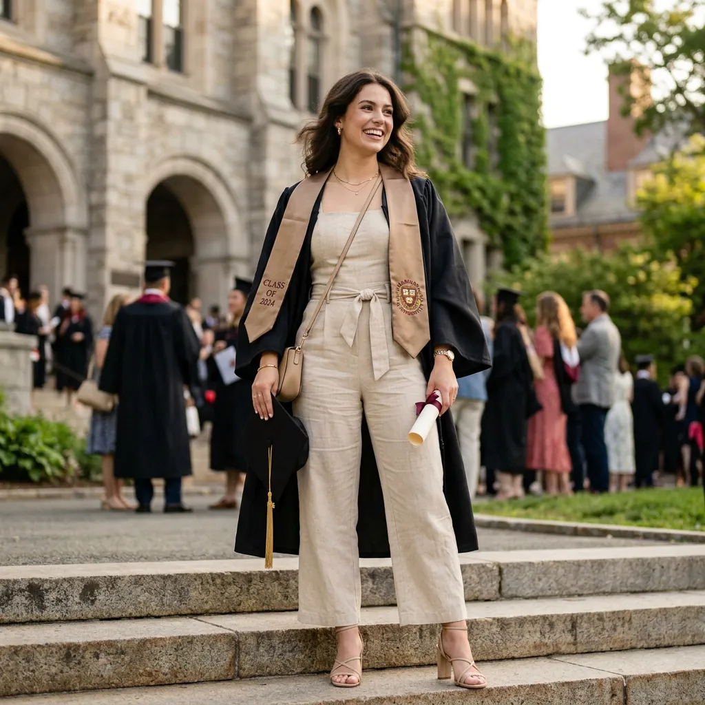 16 Graduation Outfit Ideas That’ll Have You Looking Expensive in Every Cap-and-Gown Photo 7 Monochrome Beige Set