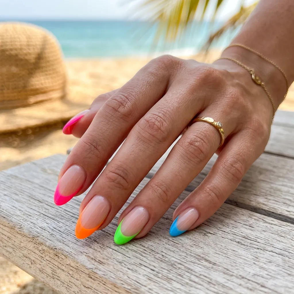 15 Summer Gel Nails That Scream “Main Character Energy” (And Yes, You’ll Want Them All) 3 Neon French Tips nails