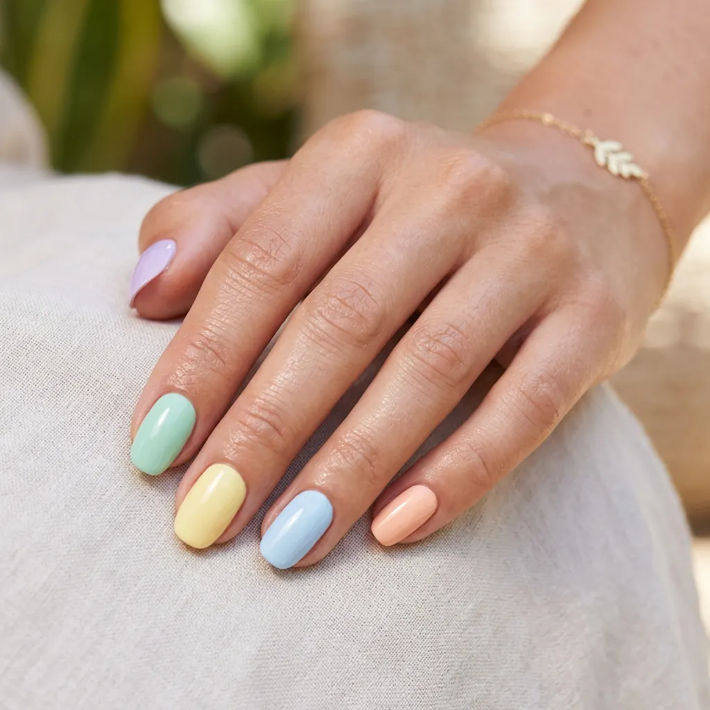 15 Summer Gel Nails That Scream “Main Character Energy” (And Yes, You’ll Want Them All) 4 Pastel Skittle Nails