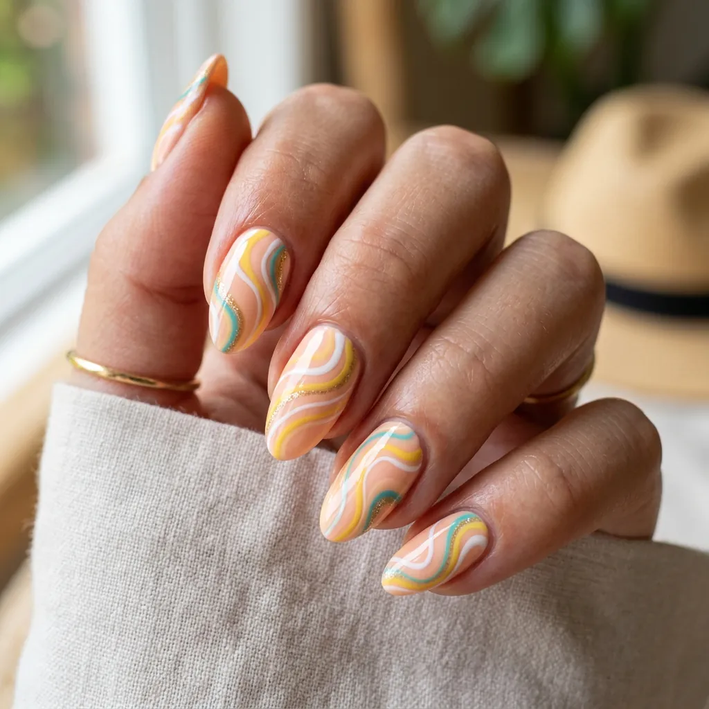 15 Summer Gel Nails That Scream “Main Character Energy” (And Yes, You’ll Want Them All) 15 Swirly Abstract Designs nails
