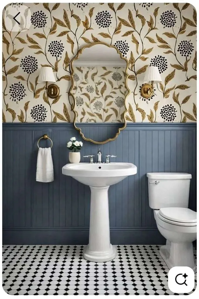 18 Guest Bathroom Ideas So Good Your Visitors Might “Accidentally” Stay Longer 1 Add a Bold Wallpaper Moment 1