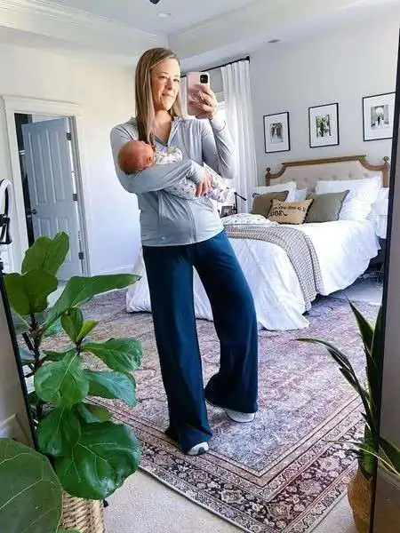 Cozy Looks That Make Room for You: 14 Pregnant Fall Outfits 10 Nursing Friendly Henley With Palazzo Pants